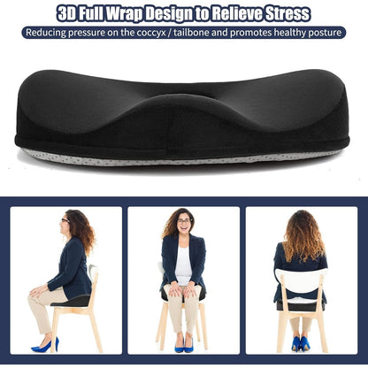 Donut Pillow for Tailbone Pain Relief and Hemorrhoids, Memory Foam Donut,Black