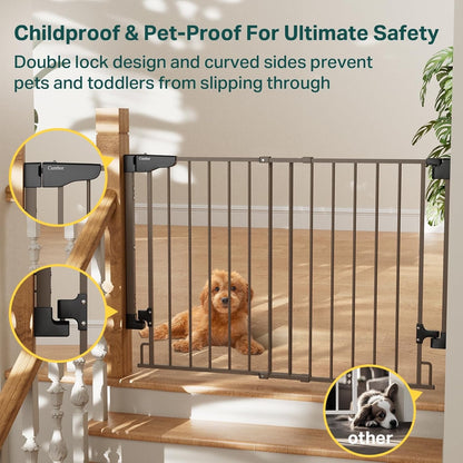 Cumbor 29.2–43" Baby Gate for Stairs, Hardware Mounted (Drill Required) (Brown)