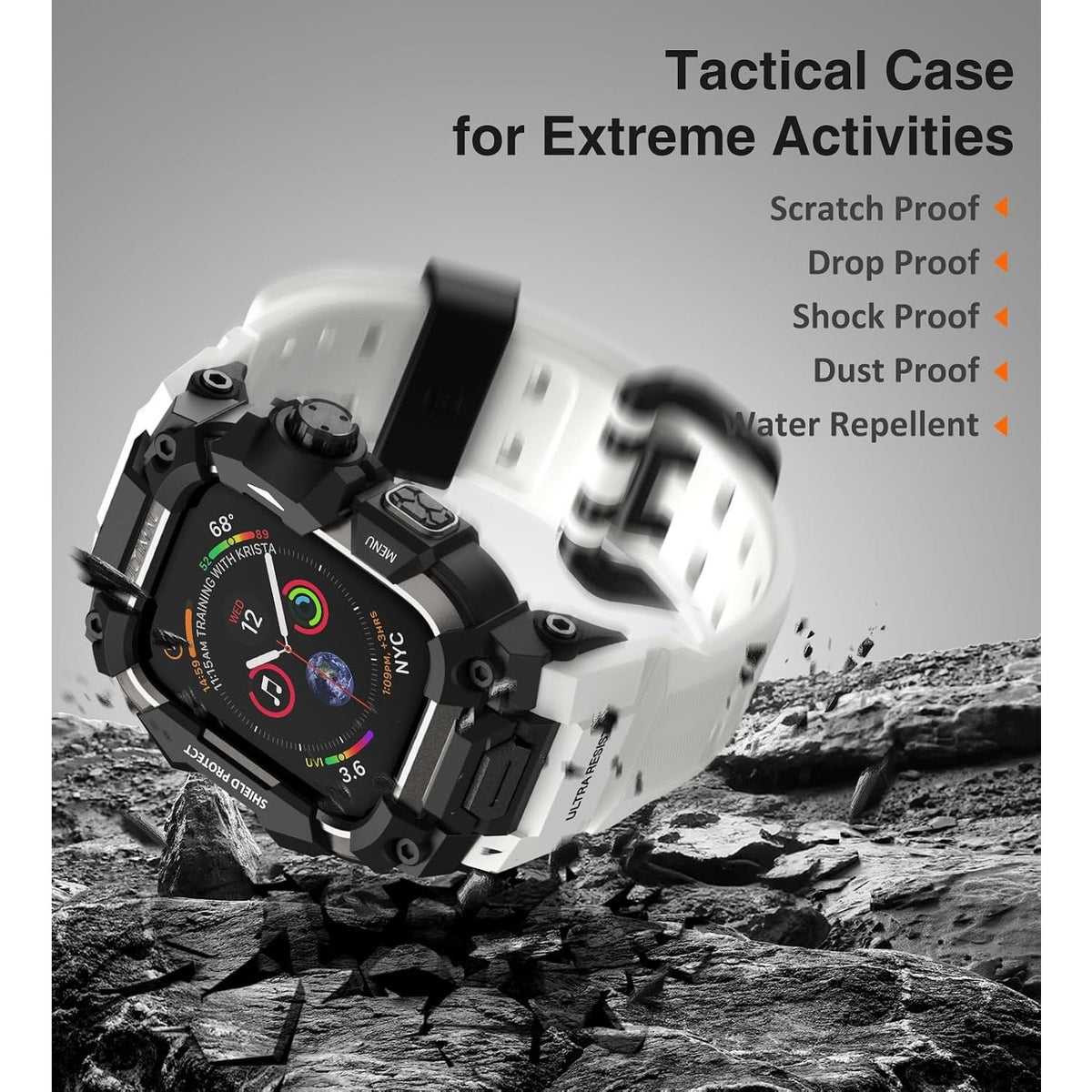 ULTIMAL Rugged Case with Band for Apple Watch Band 45mm,Compatible-45mm,White