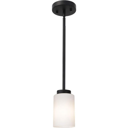 TODOLUZ Black Pendant Light Fixture With Opal White Glass, Farmhouse Mini-BLACK