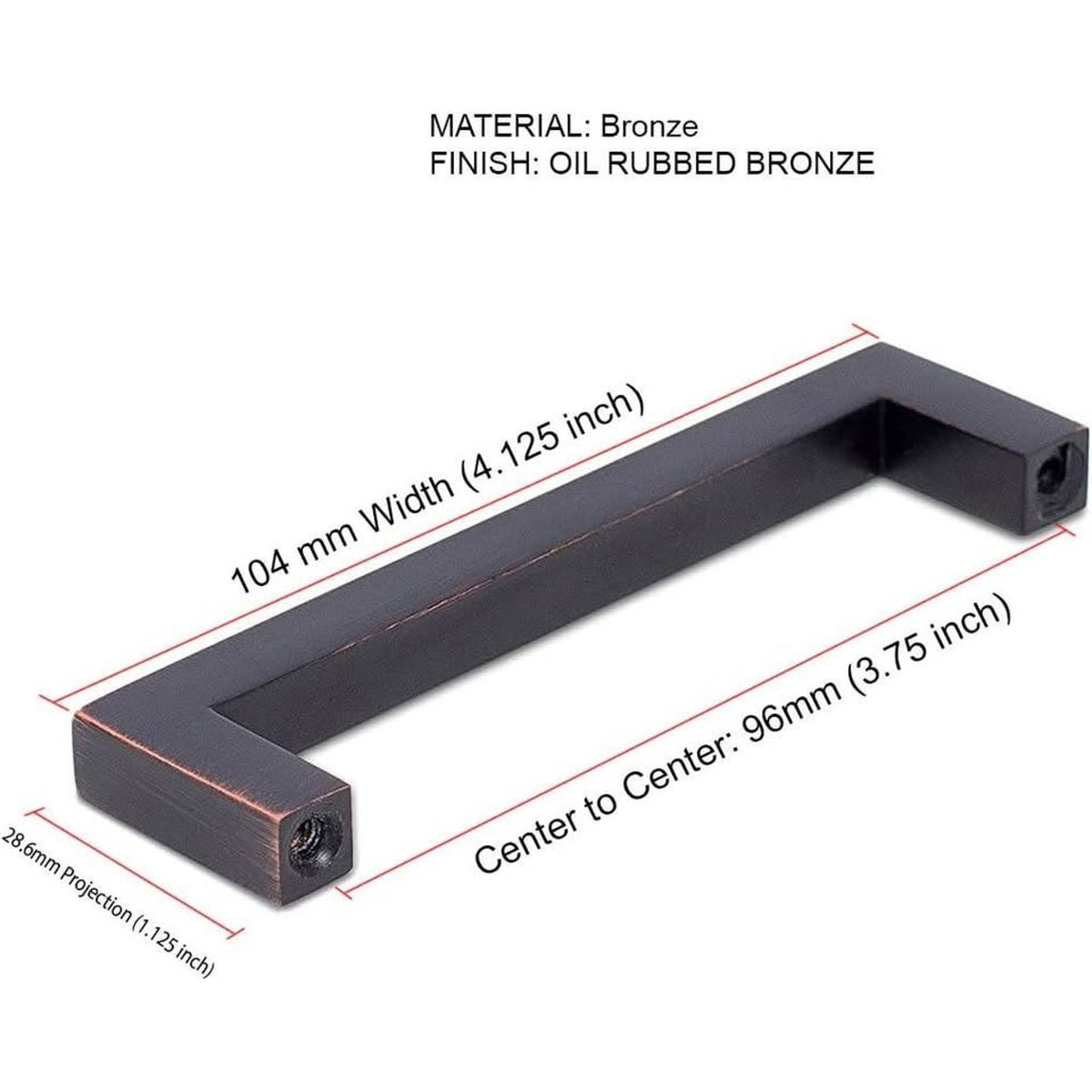 BirdRock Home Square Contemporary Handle - Oil Rubbed Bronze - 10 Pack - 3.75 In