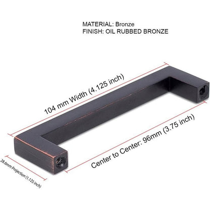 BirdRock Home Square Contemporary Handle - Oil Rubbed Bronze - 10 Pack - 3.75 In