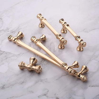 Cabinet Pulls 5 Inch(128mm) Hole Center Cabinet Hardware Gold Kitchen Cabinet Handles For Bathroom Drawer Pulls Dresser Pulls ZH0014-Gold.