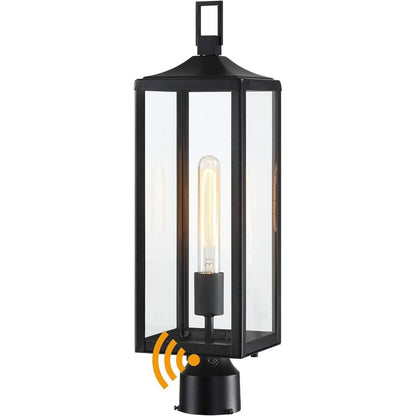 Faymart Lighting 21.3 Inch Outdoor Lamp Post Light Fixture Dusk To Dawn - Residential Sidewalk Lamp Post Sconce Dusk To Dawn Outside Pole Lantern For House Outdoor Column Light, E26 - Black