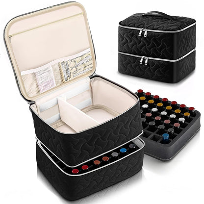 DreamGenius Nail Polish Organizer Case Holds 42 Bottles, Portable Double-Layer Nail Polish Storage