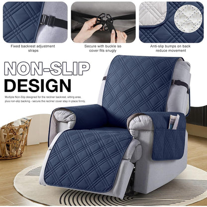 TAOCOCO 100% Waterproof Recliner Chair Cover, Non Slip(23.6'', Navy Blue)