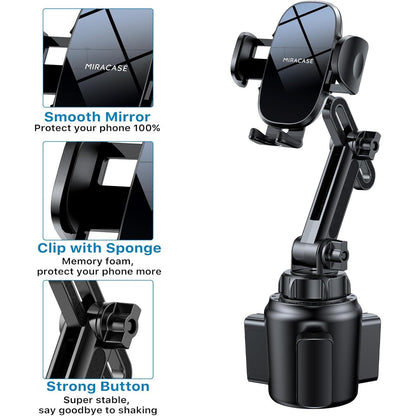 Miracase [Upgraded Version] Cup Phone Holder for Car, Universal Adjustable Long