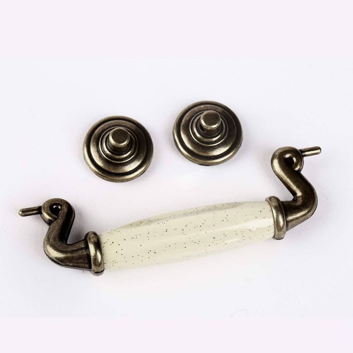 MuDuJia 4 Pack 4 1/2" Drop Handle Ceramic Drawer Pull Antique Bronze Dresser
