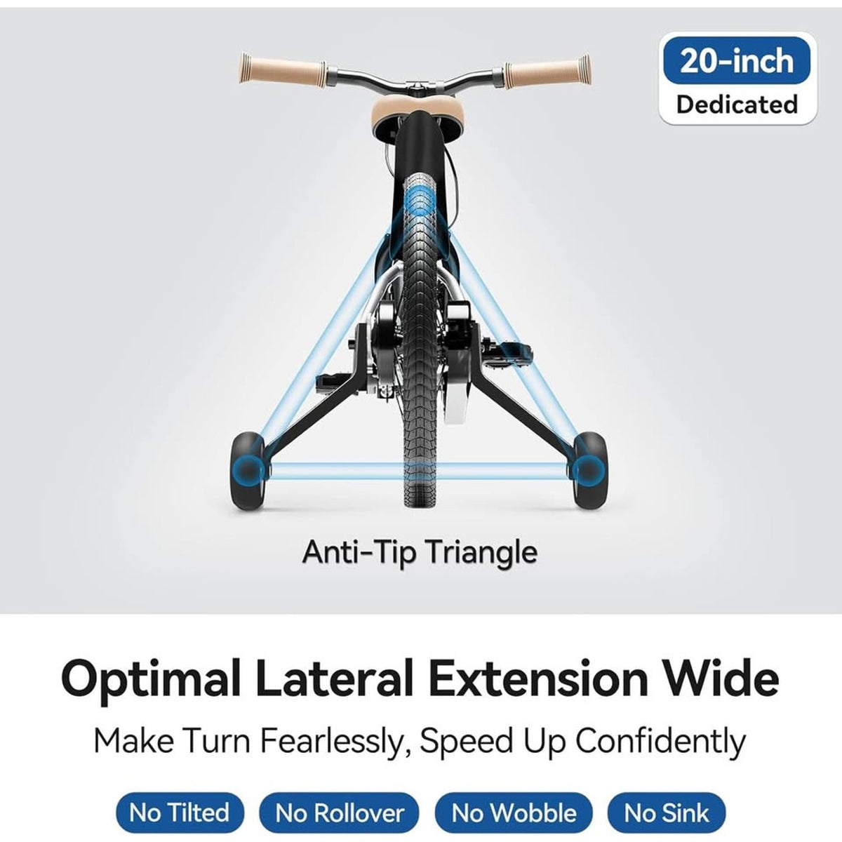 Empathech Training Wheels For 20 Inch Bike, Safety Max—Anti-Tip Design