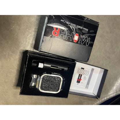 MioHHR Stainless Steel Band And Case Compatible With Apple Watch Band 46mm Series 11 10, Men Metal Protective Bumper Cover For IWatch 46mm Series 11/10, Silver.