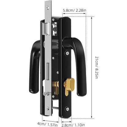 LALAFINA Storm Door Mortise Lock Set, Black Replacement Handle with Key-BLACK