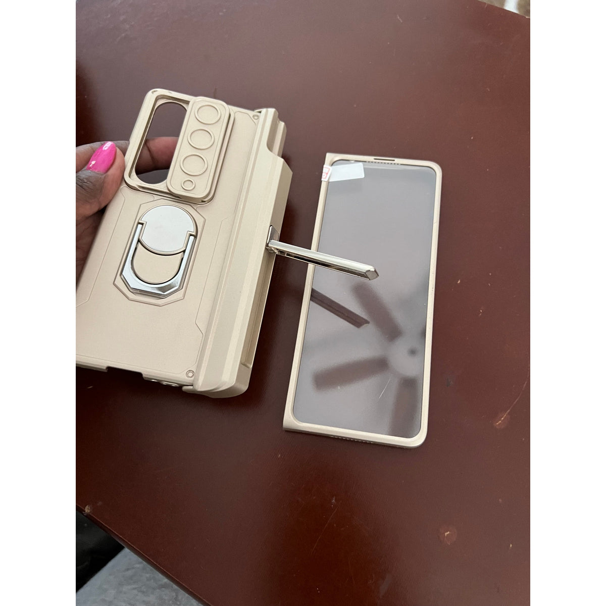 Libeagle Compatible With Samsung Galaxy Z Fold 4 Case Heavy Duty Protective-Gold
