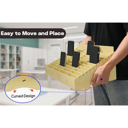 HengTianMei HTM 48 Grid Wooden Cell Phone Holder Desktop Organizer Storage Box