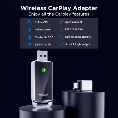 Vnilrgle Wireless CarPlay Adapter 2024 Upgrade, Plug And Play, No Latency, Converts Factory Wired To Wireless, Compatible With IPhone 6+ And 2015+ Cars, Bluetooth 2.4GHz And Wi-Fi 2.4+5.8GHz