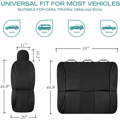Skechers GOGA Mat Seat Covers,Universal Fit for Most Cars,Trucks,SUVs,Black 2pc