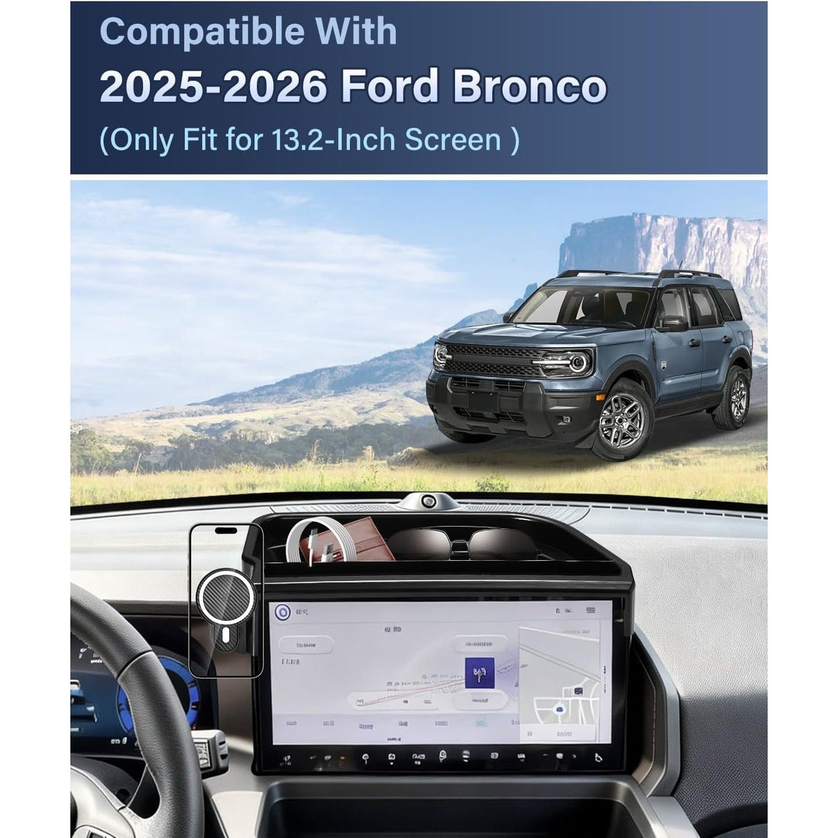 PZK Wireless Car Phone Holder For 2025 2026 Ford Bronco Sport Accessories