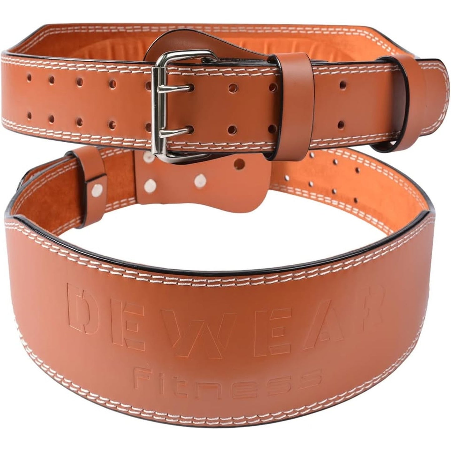 Leather Weight Lifting Belt, 4”& 6”Padded Lumbar Back Support6" Brown,L 24"-35")