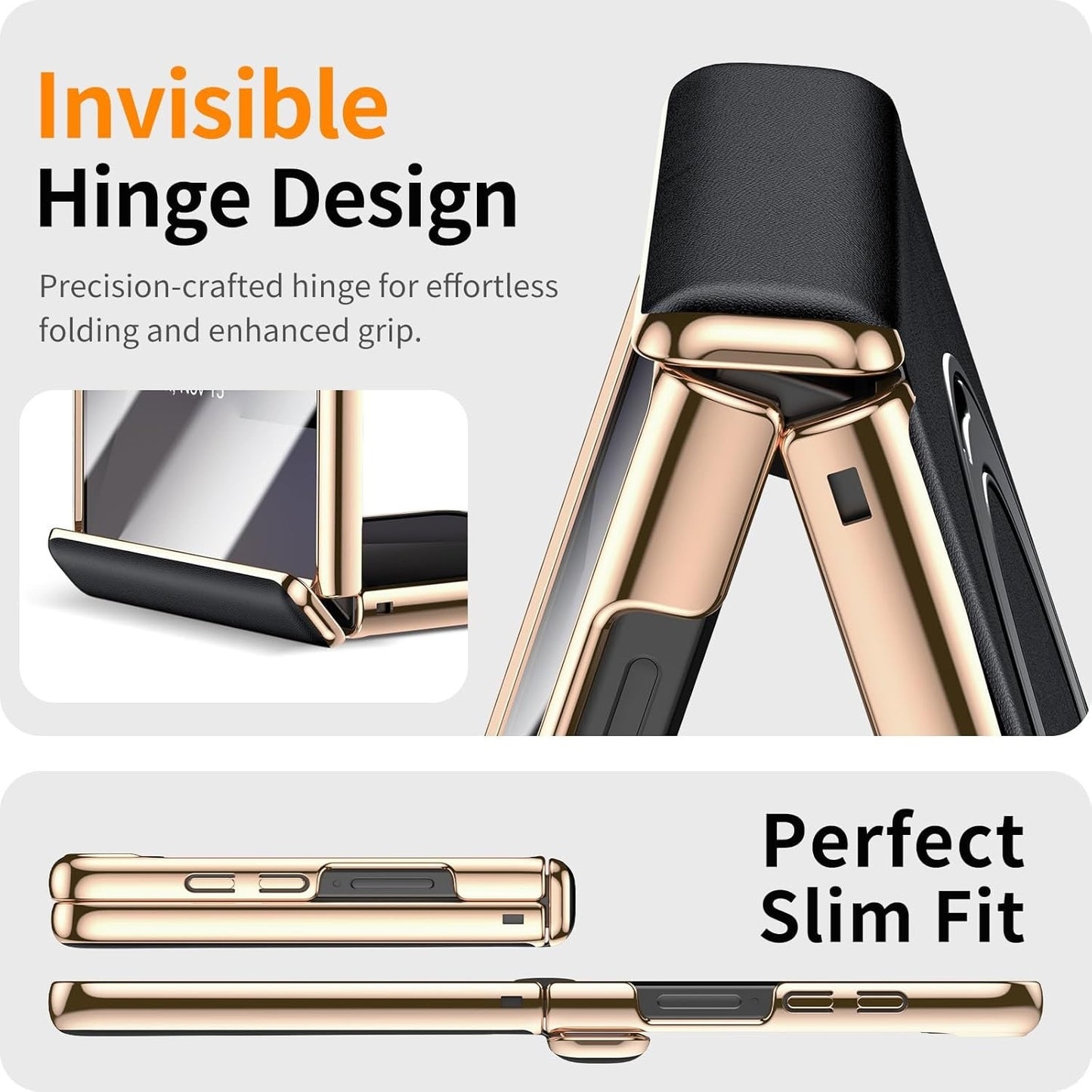 YOOVEI For Galaxy Z Flip 6 Case Luxury Leather With Screen Protector [Hinge Protection],Fit For Magsafe,Magnetic Kickstand & Ring Holder For Samsung Z Flip 6 Case Black.