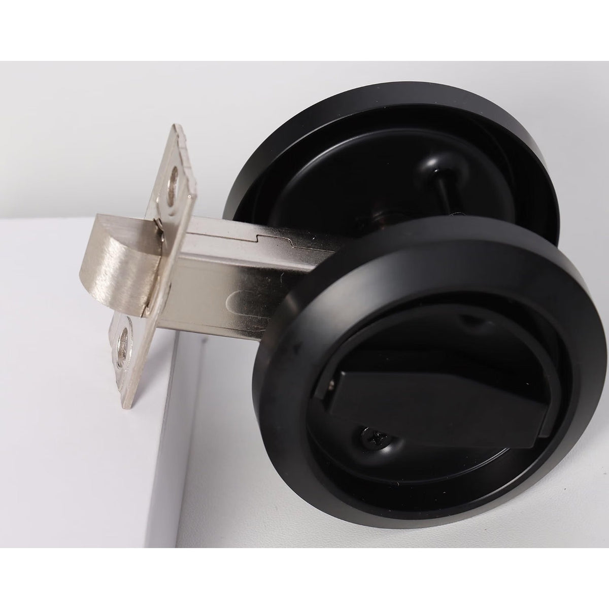 Dixiao Black Round Recessed Door Knob, Flat Door Knobs | Stainless Steel-Black