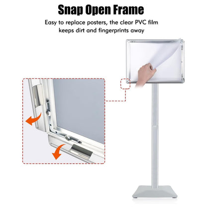 Golemas Sign Stand For Display, 11lbs Integrated Rod Heavy Duty Pedestal Floor Signage Stand Holder, For Outdoor Or Indoor Advertising (8.5 X 11, Silver)