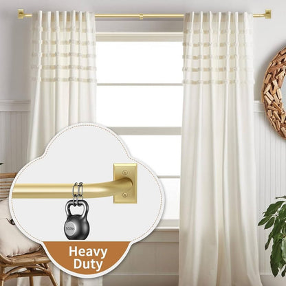 ZYRW Gold Curtain Rods, Room Darkening Rod For Windows 48 To 90 Inches-Gold