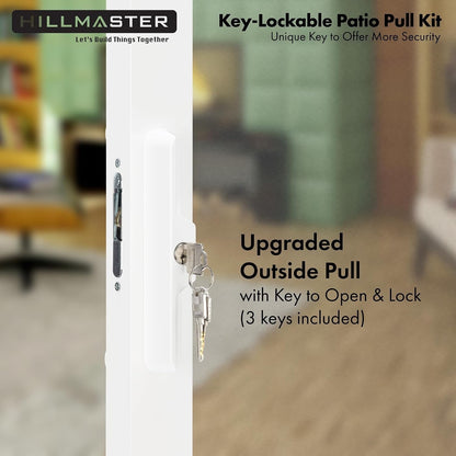 HILLMASTER Sliding Glass Door Handle With Mortise Lock And Key Cylinder,Patio
