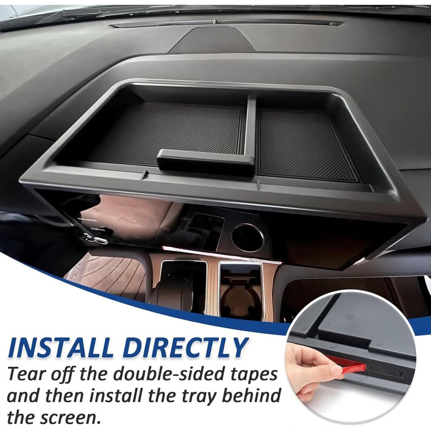 TOPINSTALL 2025 New Dash Tray Phone Holder Compatible With 2025 Toyota Sienna 12.3" Screen, Dashboard Hidden Storage Organizer Behind Screen Tissue Sunglasses Holder(Not For LE Trim With 8" Screen).