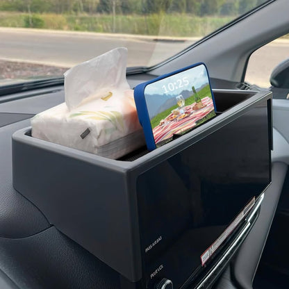 TOPINSTALL 2025 New Dash Tray Phone Holder Compatible With 2025 Toyota Sienna 12.3" Screen, Dashboard Hidden Storage Organizer Behind Screen Tissue Sunglasses Holder(Not For LE Trim With 8" Screen).