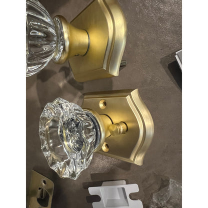 Premium Glass Door Knobs, Bathroom Bedroom Door Knobs with LocPrivacySatin Brass