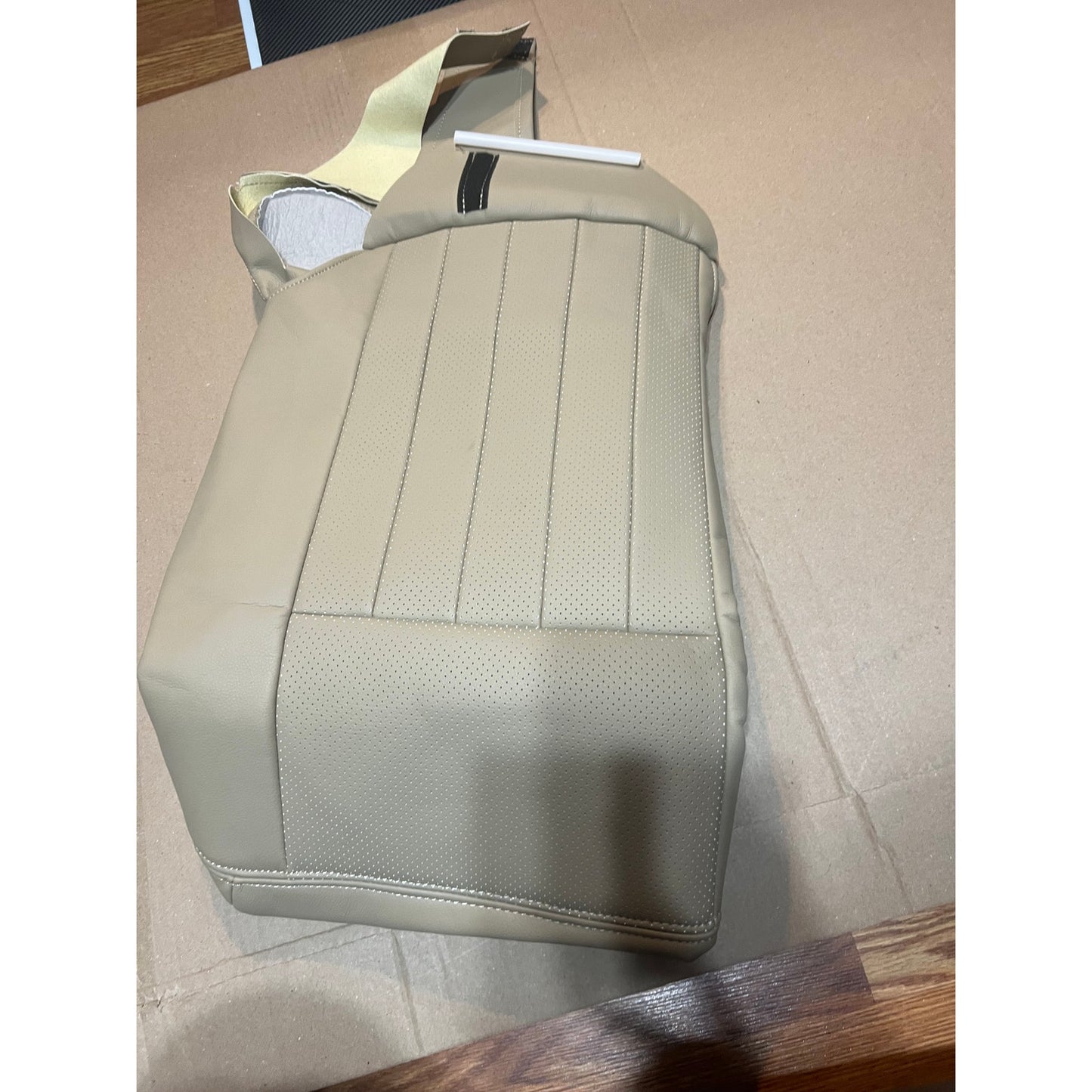 GXARTS Tan#KC Leather Driver Side Bottom Seat Cover Perforated Replacement(1pcs)