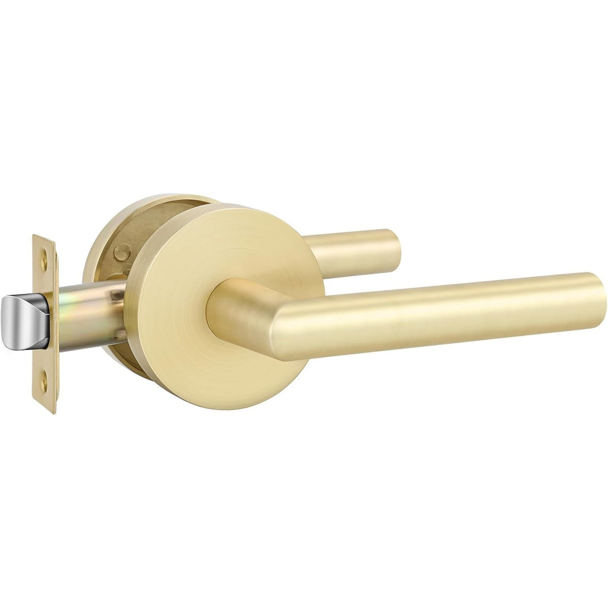 Goldenwarm Gold Closet Door Handles Interior, Brushed Brass Interior Passage Door Handles, Heavy Duty Zinc Alloy Brushed Gold Door Lever For Hall And Closet (1 Pack)