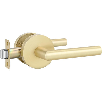 Goldenwarm Gold Closet Door Handles Interior, Brushed Brass Interior Passage Door Handles, Heavy Duty Zinc Alloy Brushed Gold Door Lever For Hall And Closet (1 Pack)