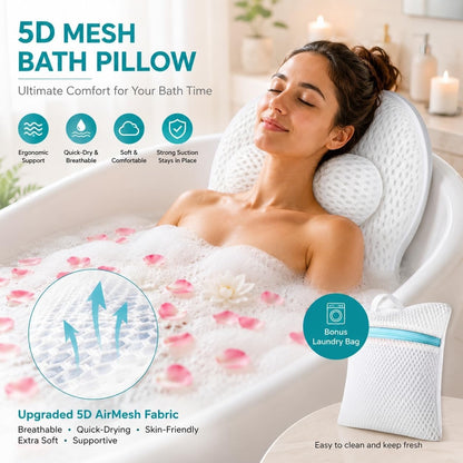SQLHM Bath Pillows For Tub,Luxury Bath Pillow For Neck And Back Support