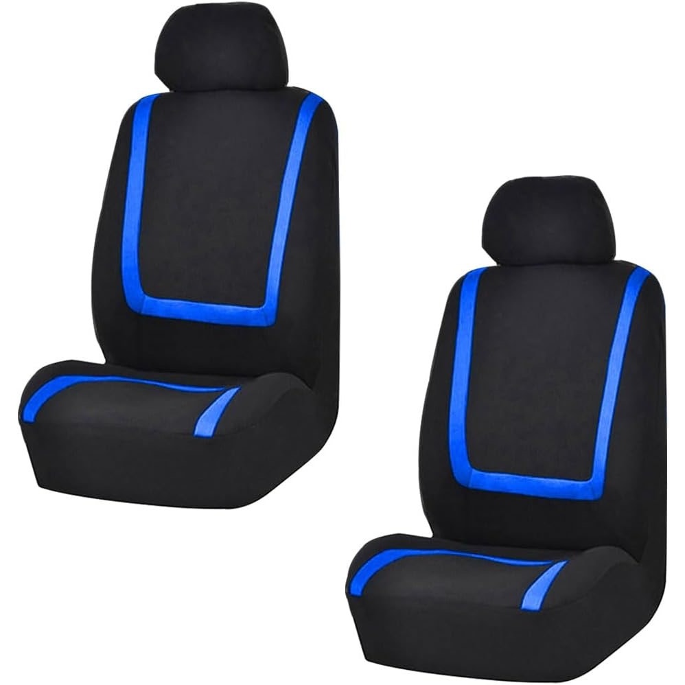 LAINLOY 2 pc Car Seat Covers, Breathable Seat Protectors, Anti-Slip Driver Seat Cover, Comfortable Front Seat Cover Set Universal Fit For Truck, SUV, Sedan, Airbag Compatible (Black&Blue).