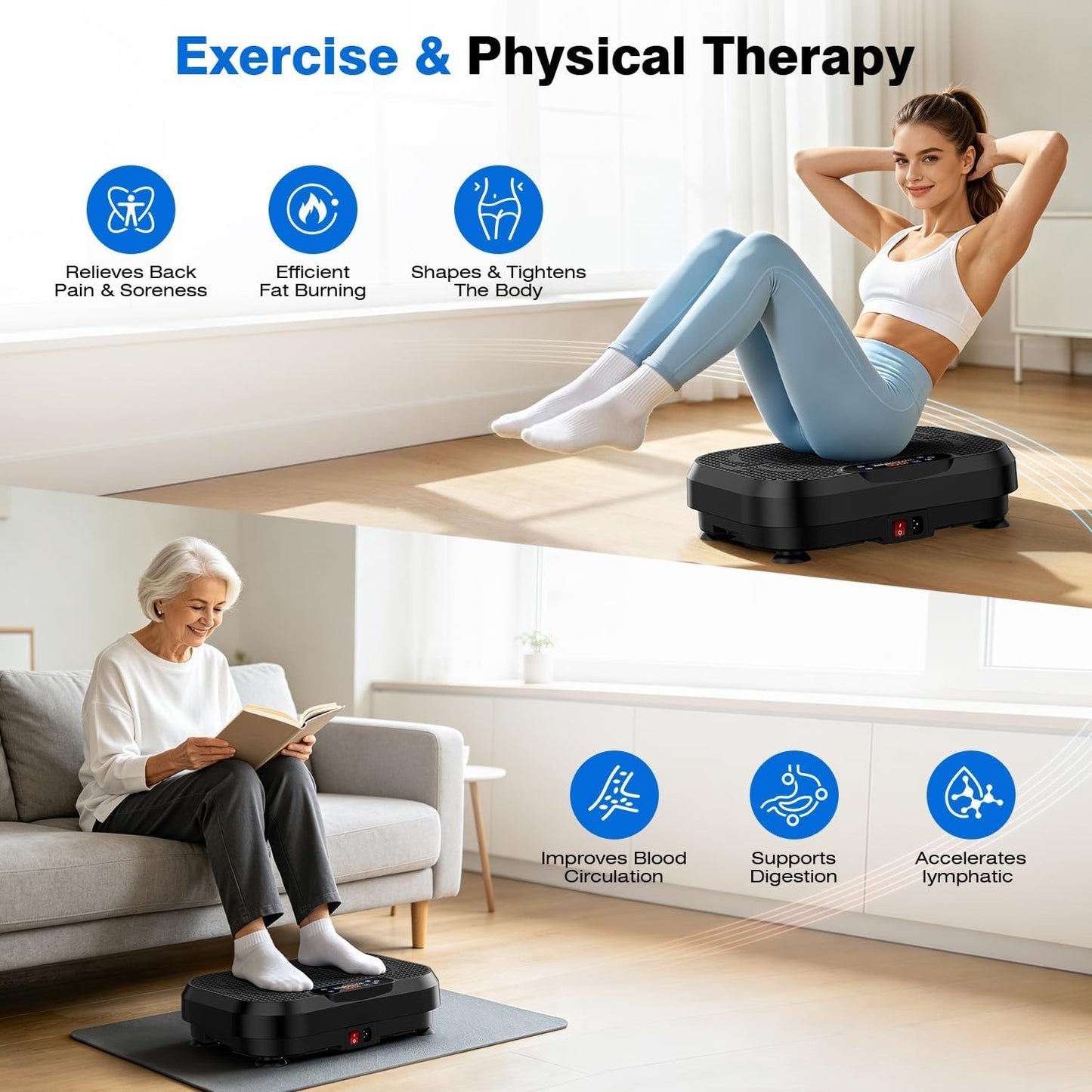 Taevno Vibration Plate Exercise Machine, 450Lbs Capacity 199 Speeds, Black