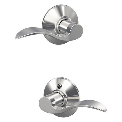 Schlage F10 ACC 619 Accent Door Lever, Hall & Closet Passage Lock, BRIGHT CHROME