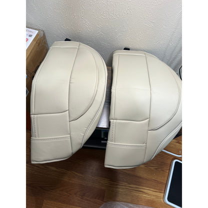 2 Pack Leather Front Car Seat Cover Bottom Only, Anti-Slip Padded Seat Cushion, Full Wrap Seat Protector With Storage Function Universal Fit For Most Cars, SUV, Pick-Up Trucks (-2 pc Light Beige)