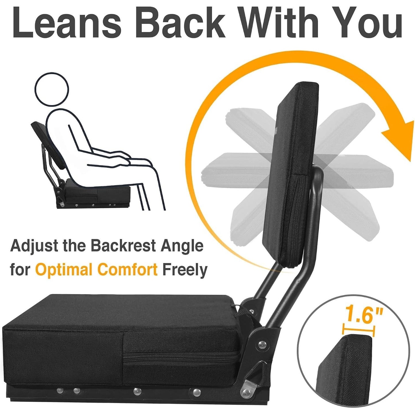 HUTMANG Swivel Backrest Stadium Seat, High-Density Cushion Bleacher Chair