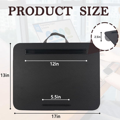 Portable Laptop Desk Fits Up To 16“ Laptops, With Tablet Slot, Built-In Cushion, Great For Home & Office,Lap Desk For Laptop,Lap Desk With Cushion (Black, Medium).