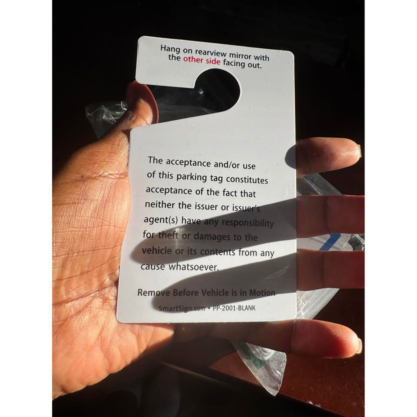SmartSign (Pack Of 50) Write-In Parking Permit Hang Tag | 5 X 3 Inch 35 Mil Plastic