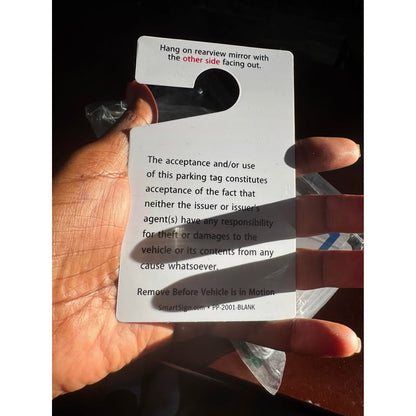 SmartSign (Pack Of 50) Write-In Parking Permit Hang Tag | 5 X 3 Inch 35 Mil Plastic