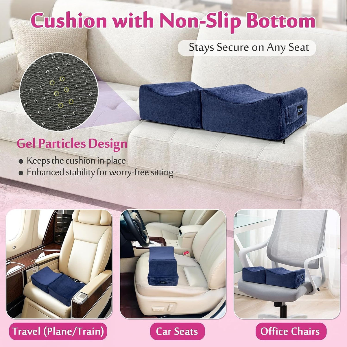 AOSSA BBL Pillow Brazilian Butt Lift Pillow After Surgery Seat Cushion (Blue)