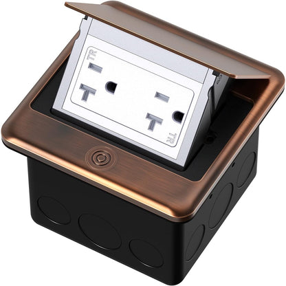 Vagueior Pop-Up Floor Box Kit, Waterproof Electrical Outlet Cover Box, Bronze.