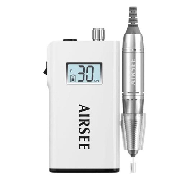 AIRSEE Rechargeable 30000RPM Electric Nail Drill Professional Portable-White