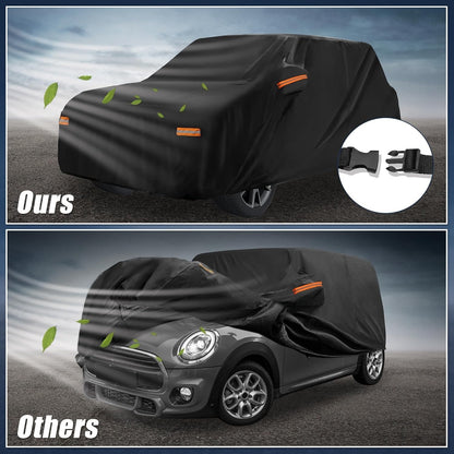 X AUTOHAUX Car Cover For MINI COOPER 2DR 2002-2021 210D-PU Outdoor FullCar-Black