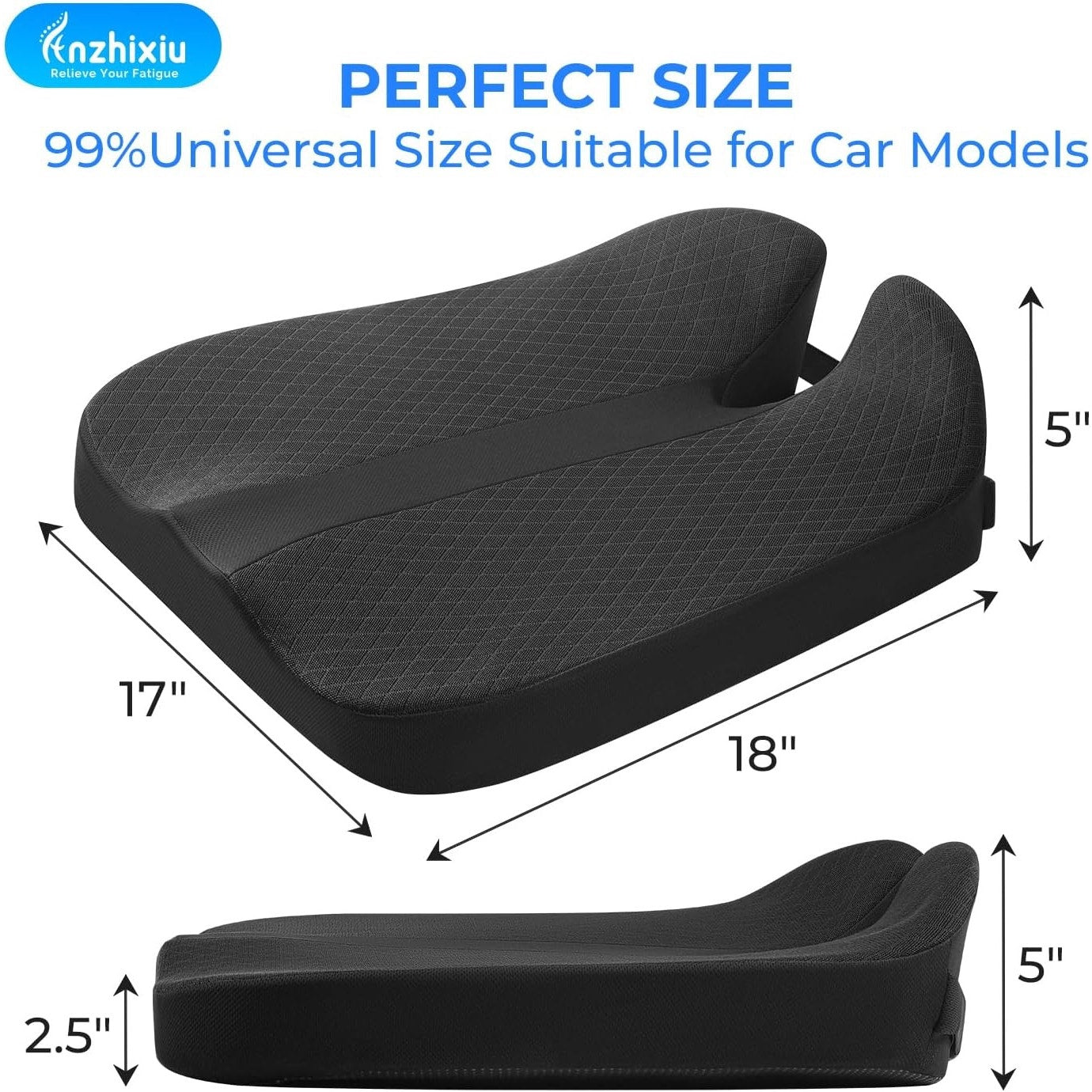 Anzhixiu Elevated Car Seat Cushion For Improved View- Black