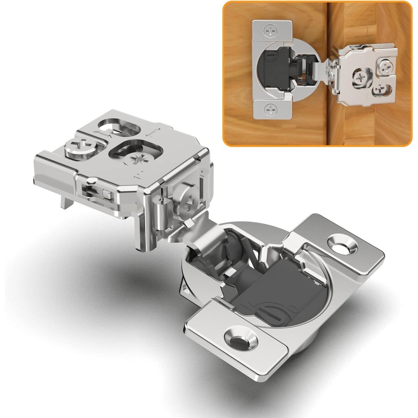 48 Pack 1" Overlay 4D Soft Close Hinges For Face Frame Kitchen Cabinet, Adjustable Closing Speed, Quiet Self-Shut Door.