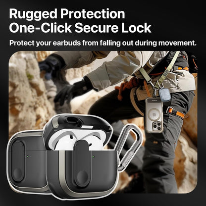 MAGEASY Design For AirPods 4 Case Cover - Rugged AirPods 4 Case With-Metal Black