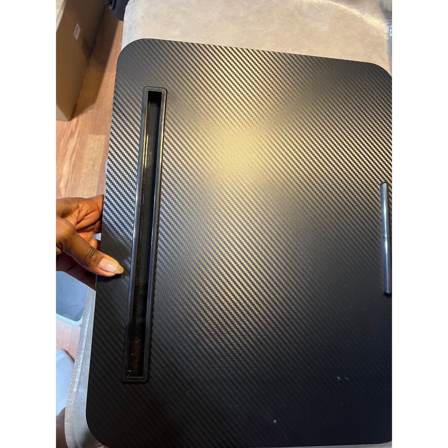 Portable Laptop Desk Fits Up To 16“ Laptops, With Tablet Slot, Built-In Cushion, Great For Home & Office,Lap Desk For Laptop,Lap Desk With Cushion (Black, Medium).