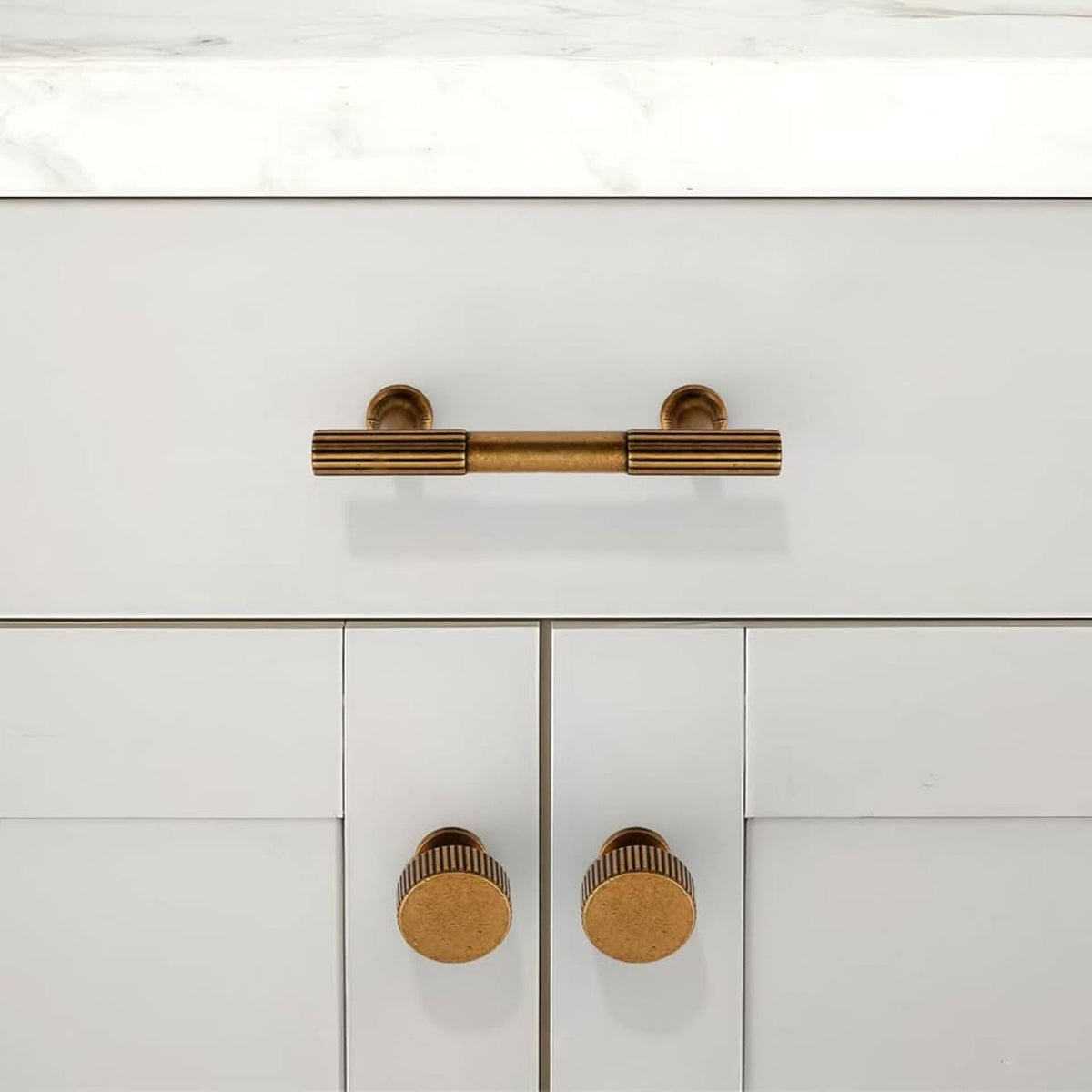 Asimerdeco 10 Pack Antique Brass Cabinet Pulls 3 Inch(76mm) Kitchen Cabinet Hand